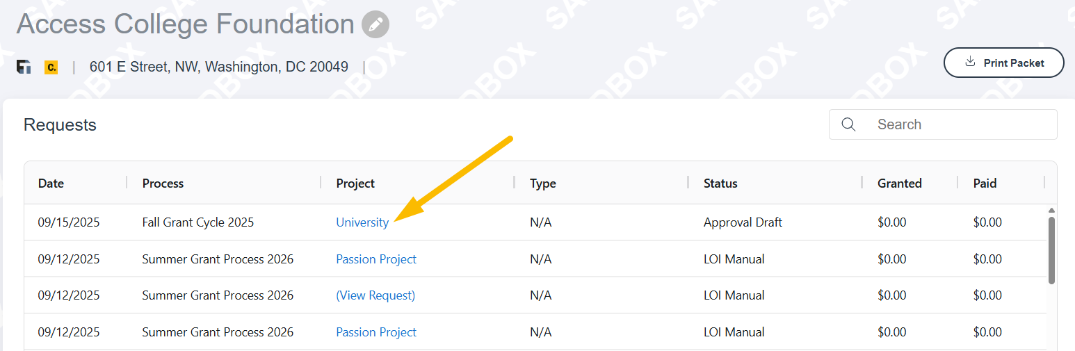 project name