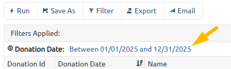donation date filter
