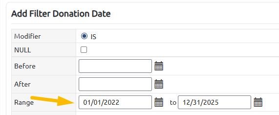 donaton date range