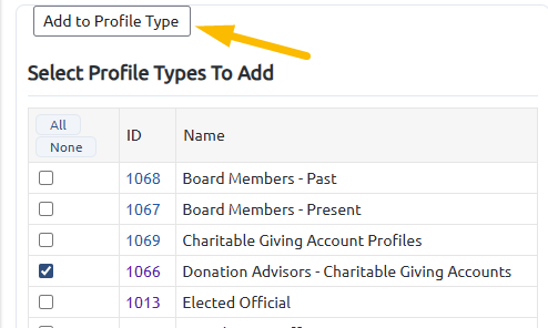 add to profile type