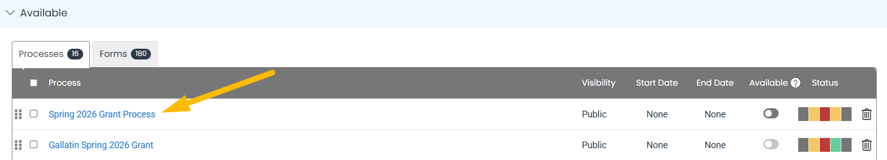 process name