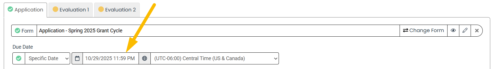 due date and time field