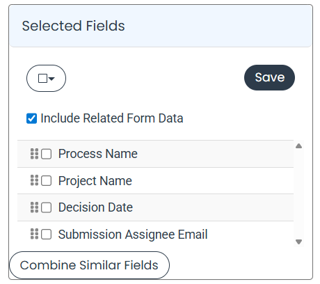 selected fields box
