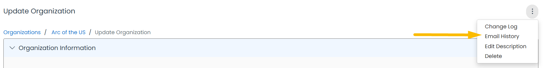 email history option
