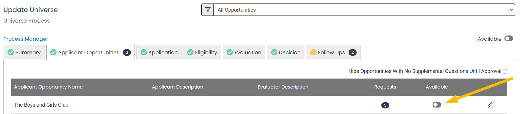 not available toggle