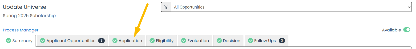 application or follow ups tab
