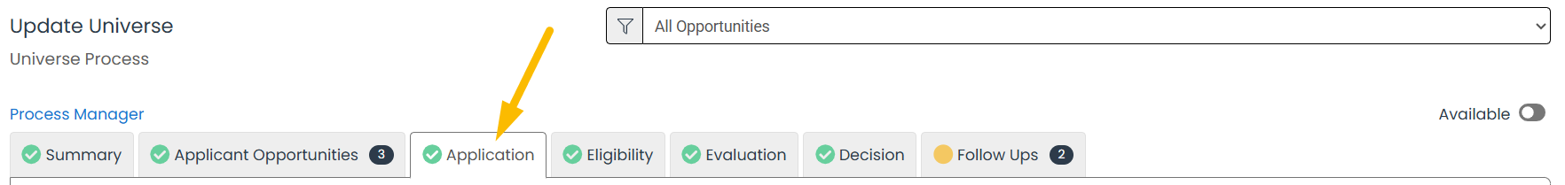 application tab