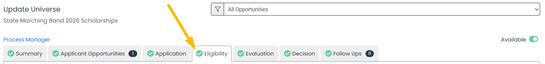 eligibility tab