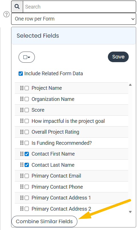 combine similar fields button