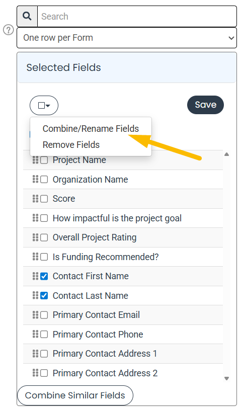 combine/rename fields