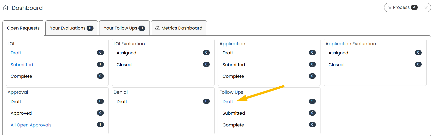 follow ups draft workload page
