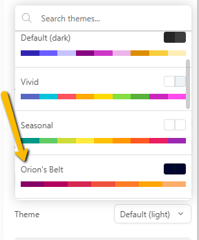 theme drop down menu