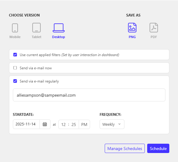 email schedule option