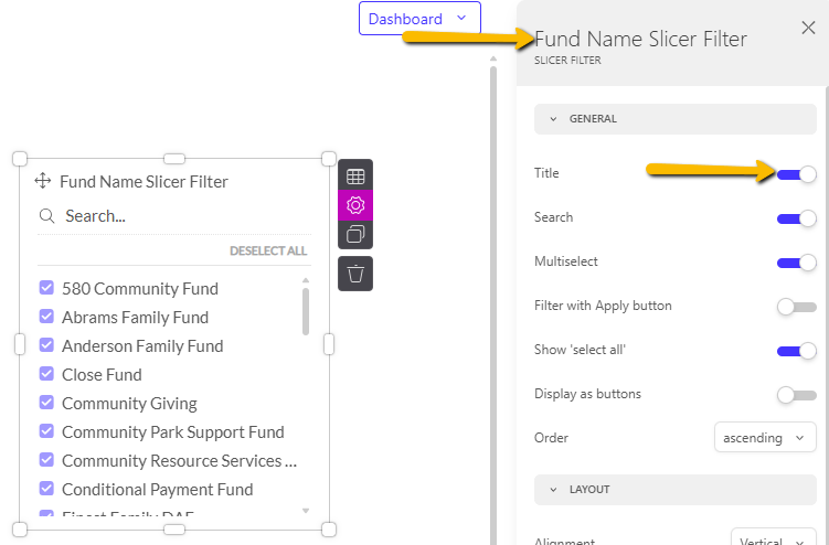 title toggle and example