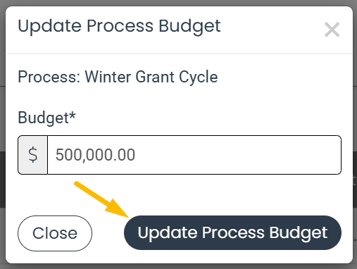 update process budget button