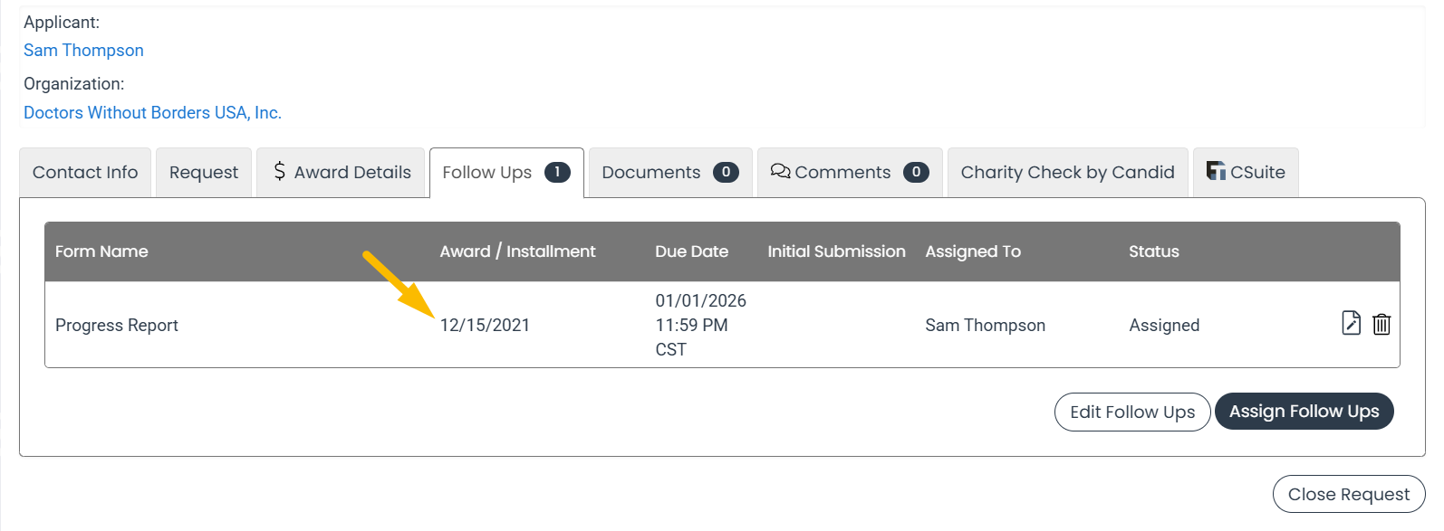 follow up on request summary
