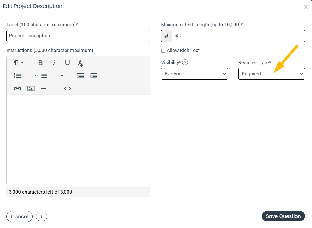 required type drop-down