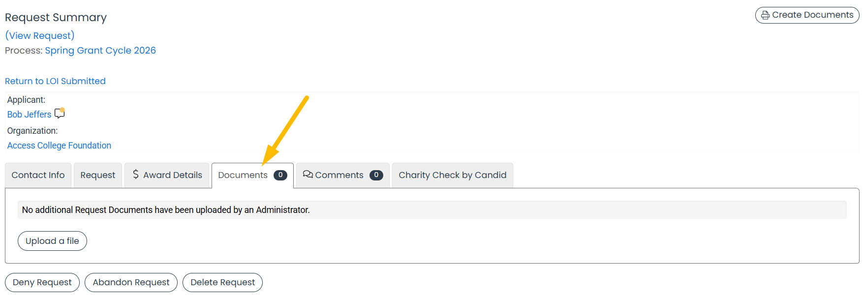 documents tab