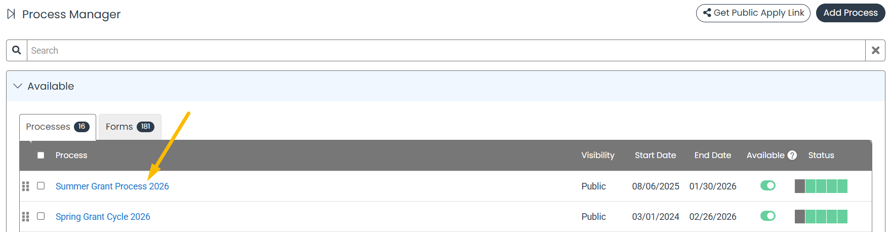 process name