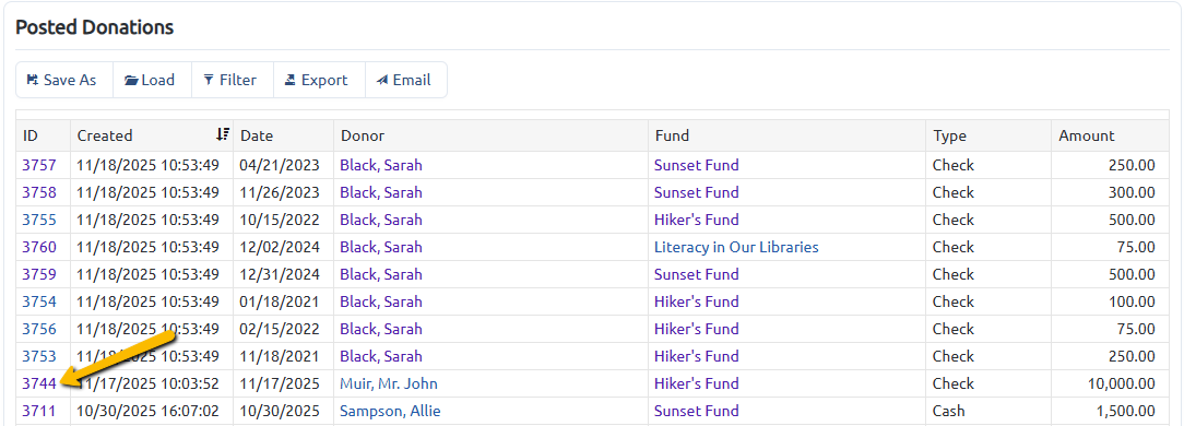 donation id