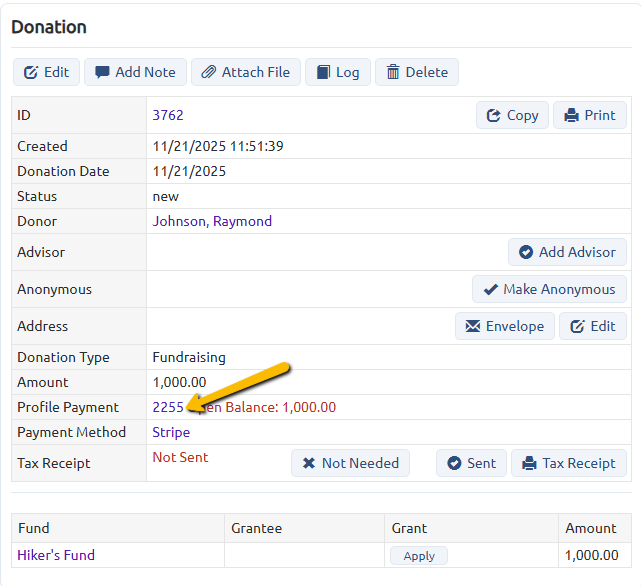 profile payment id
