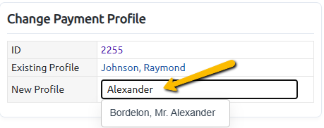 profile dropdown list