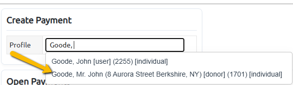 profile selection
