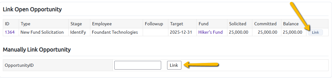 link opportunity button