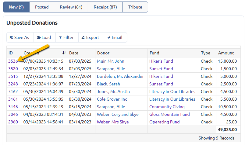 donation id