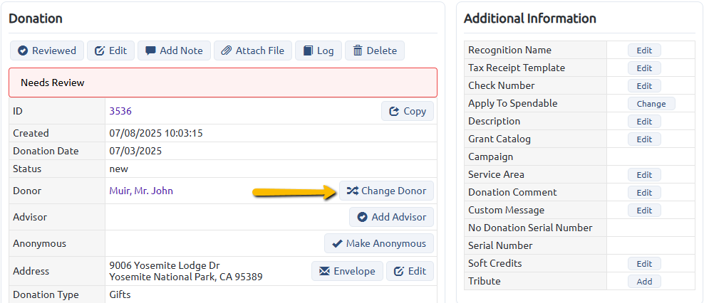 change donor button