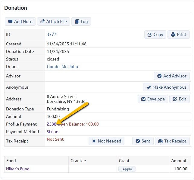 profile payment id