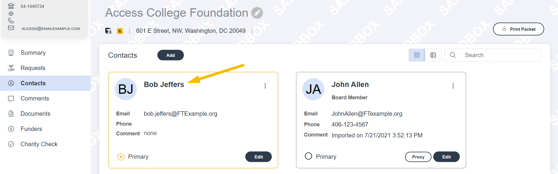 user's name