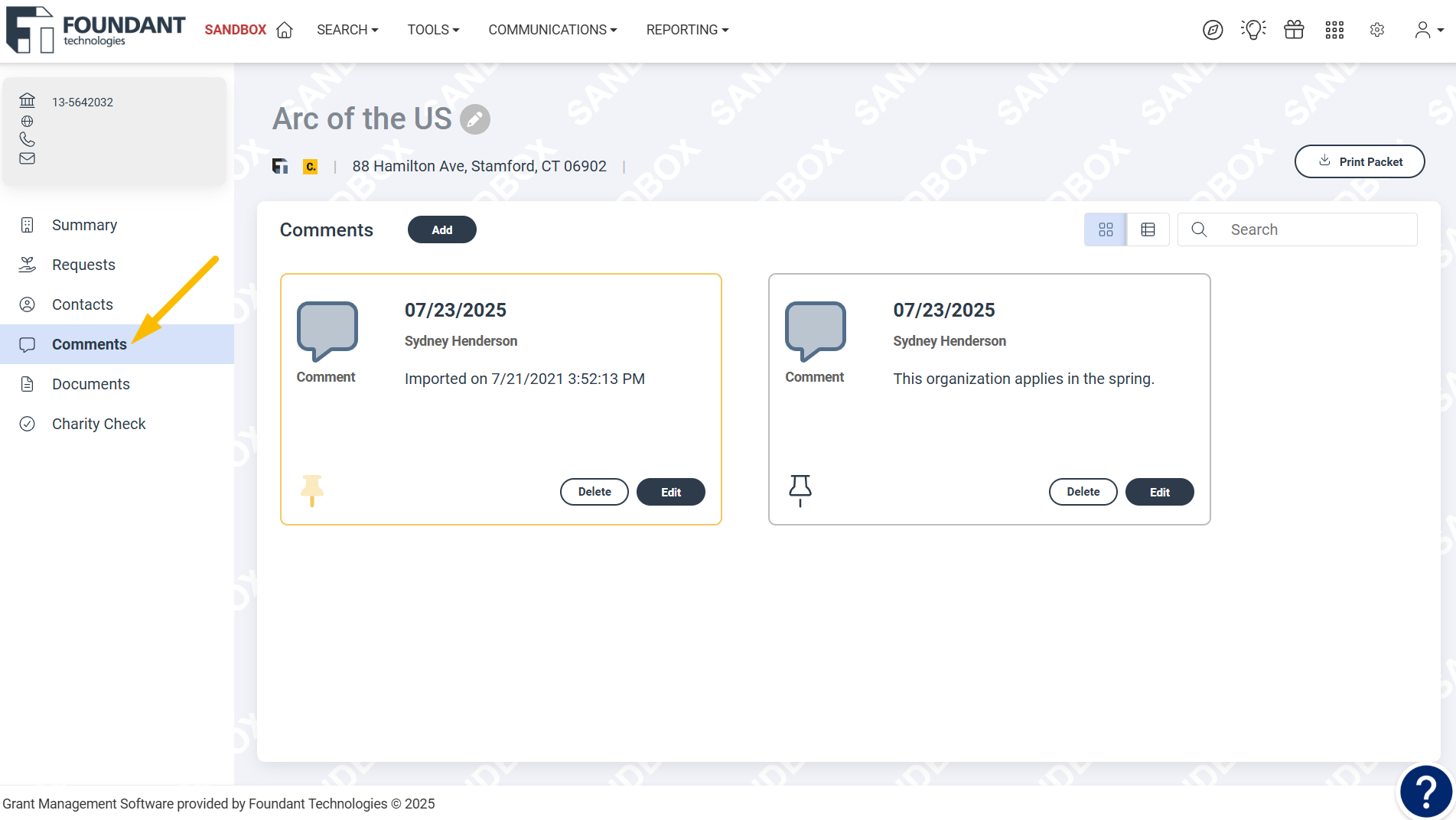 comments page