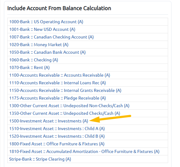 include account balance investment asset