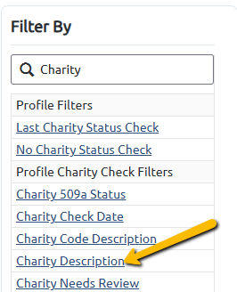 charity description filter