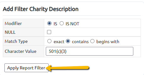 apply report filter
