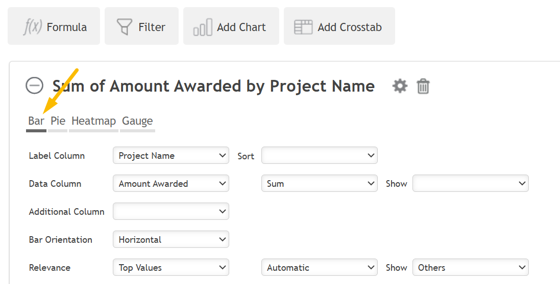 chart selection options