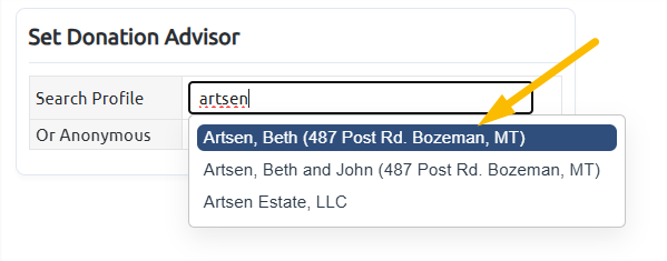 set donation advisor