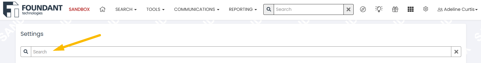 settings search bar