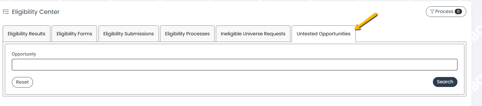 untested opportunities tab