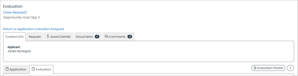 evaluator view with limited contact information