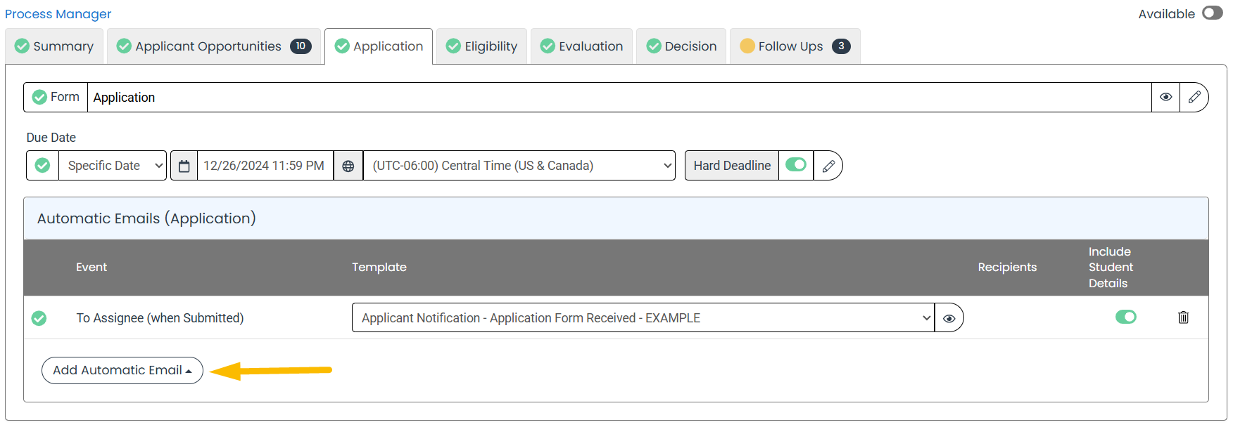 add automatic email button
