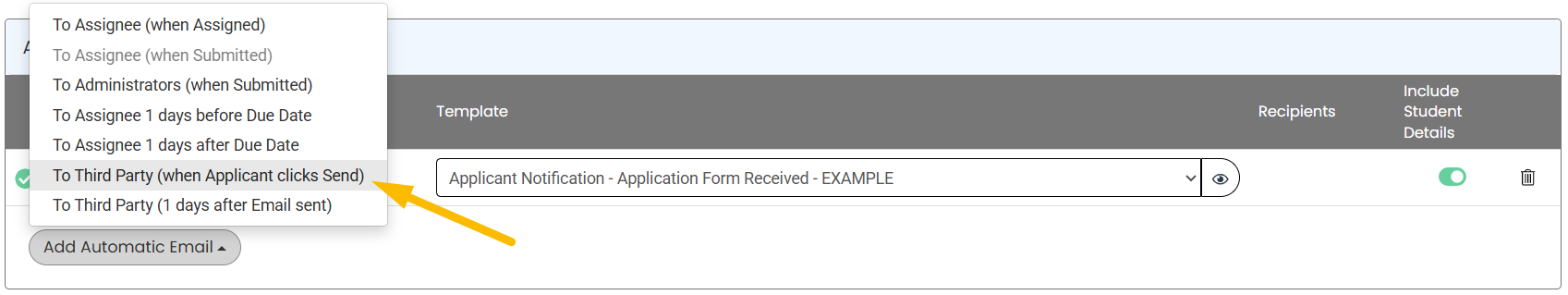 automatic email event