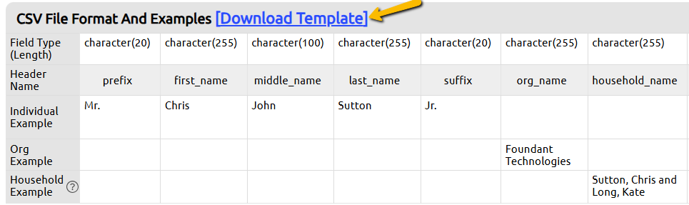 download template button