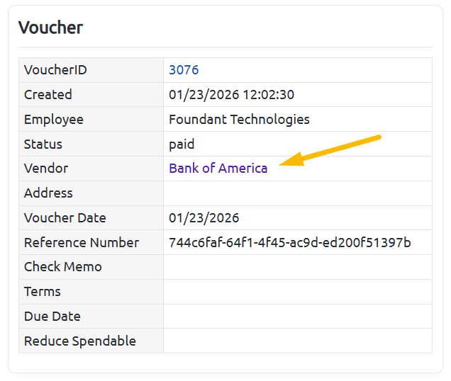 bank as vendor