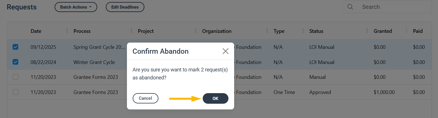 OK button