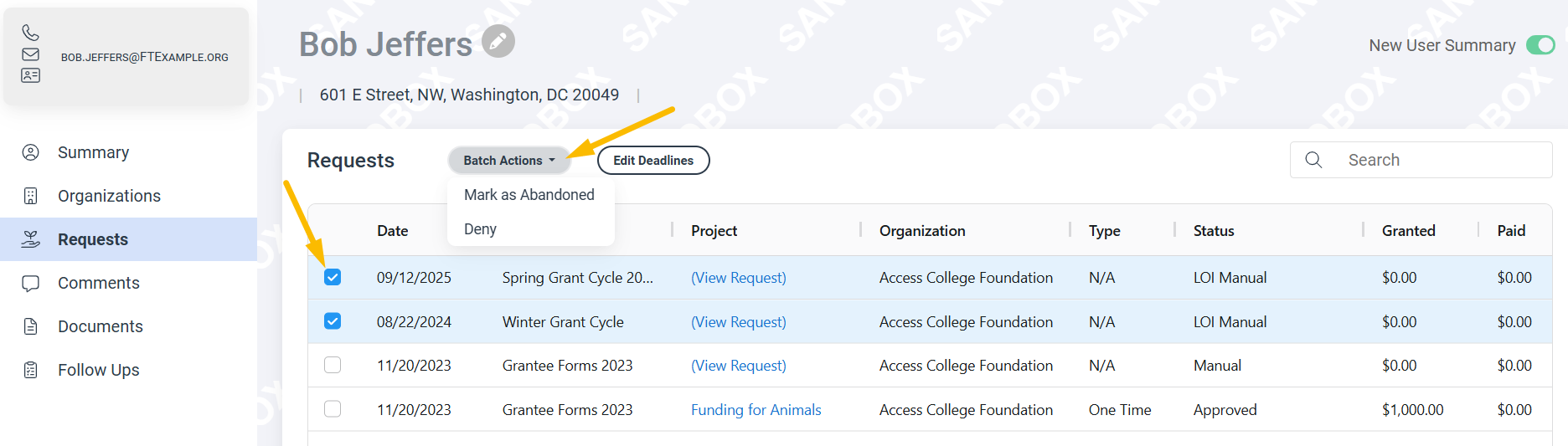 Batch Actions button
