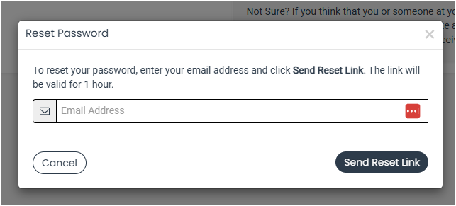 password reset modal