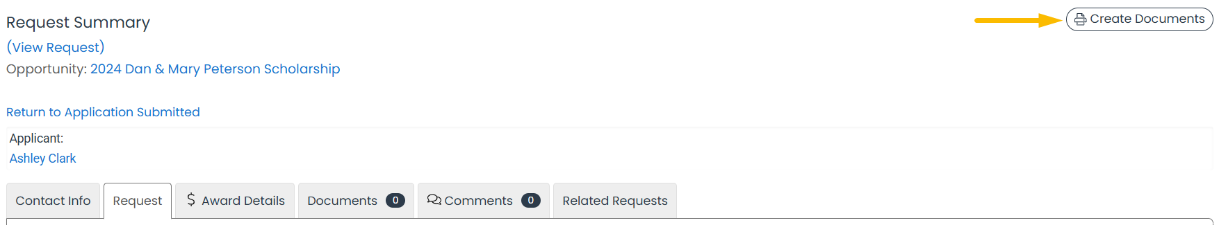 Create Documents button