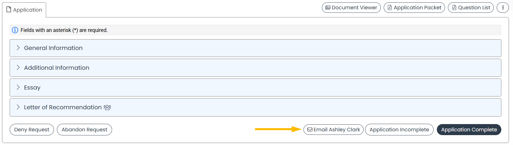 email applicant button